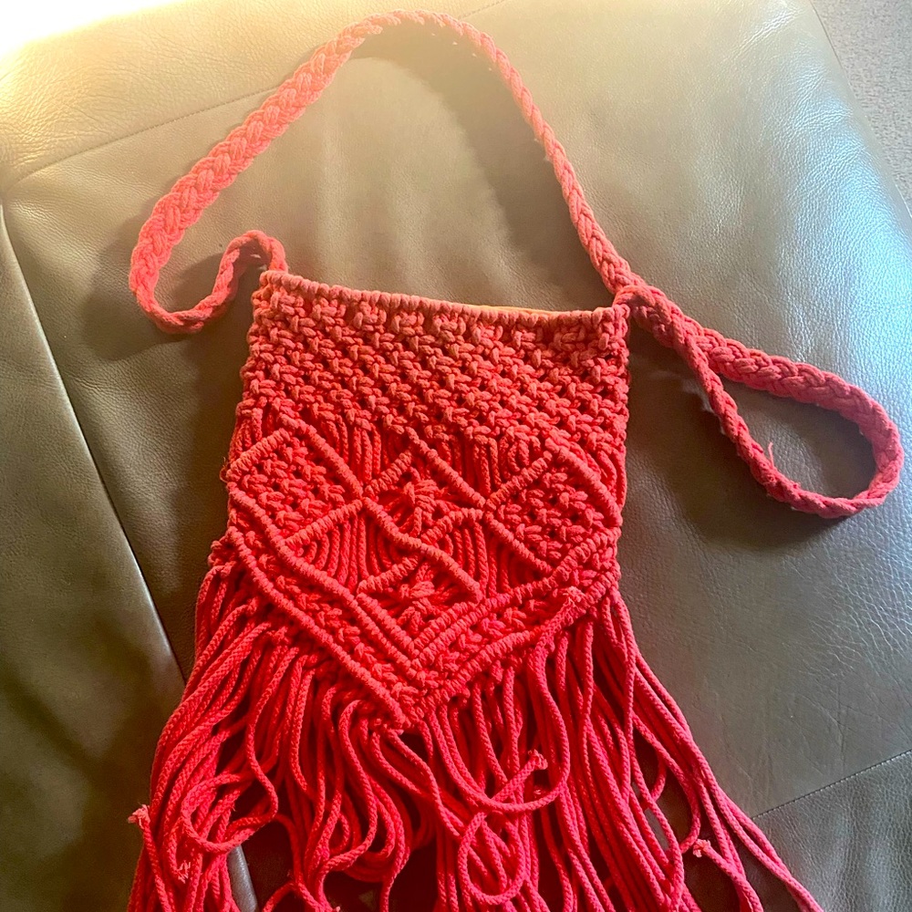 Orange Knitted Satchel Purse